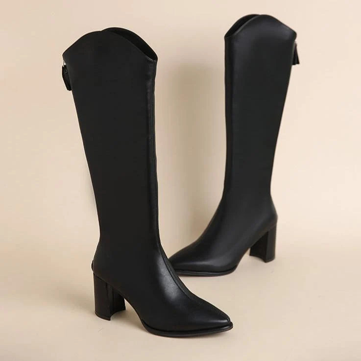 Valeria | Knee-High Faux Leather Longline Boots 5