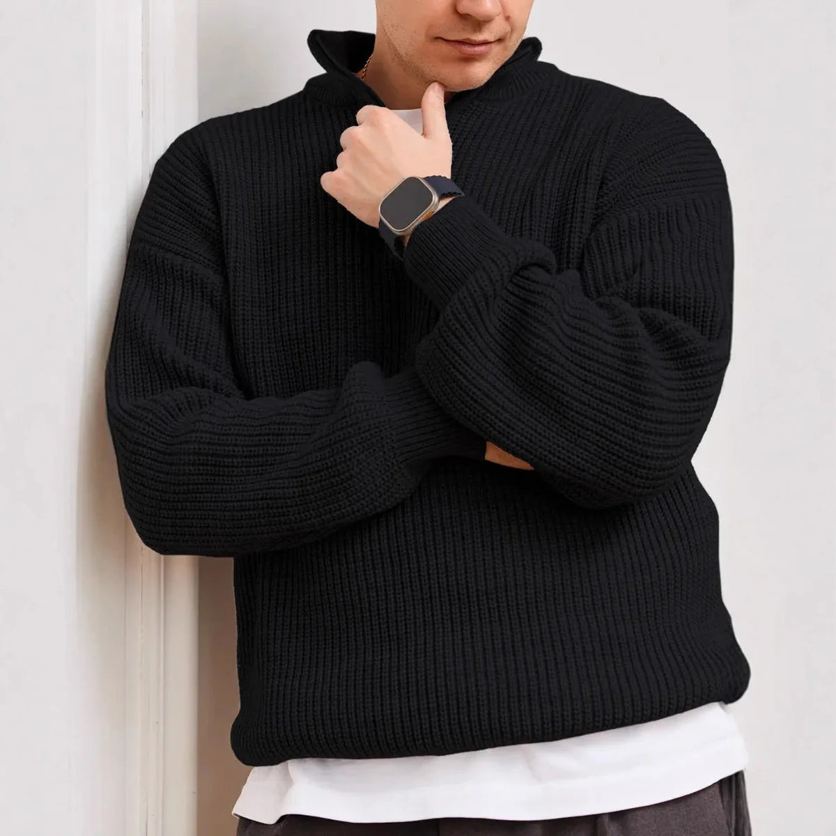 Valmir | Men's Quarter Zip Heavyweight Knit Sweater 2