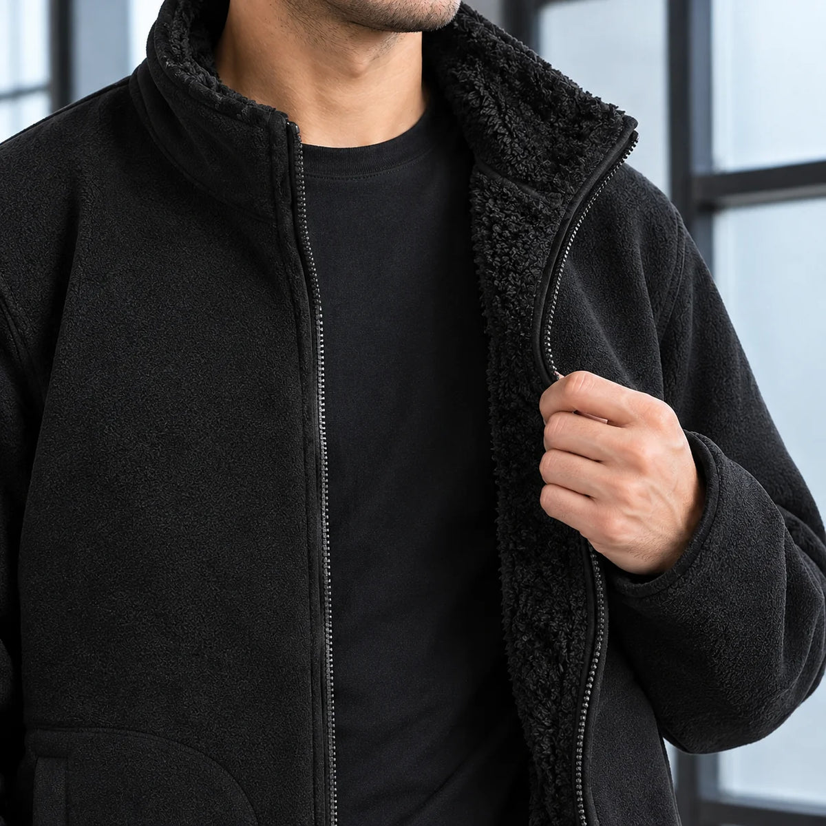 Vaughn | Men's Fleece Lined Jacket Black 1