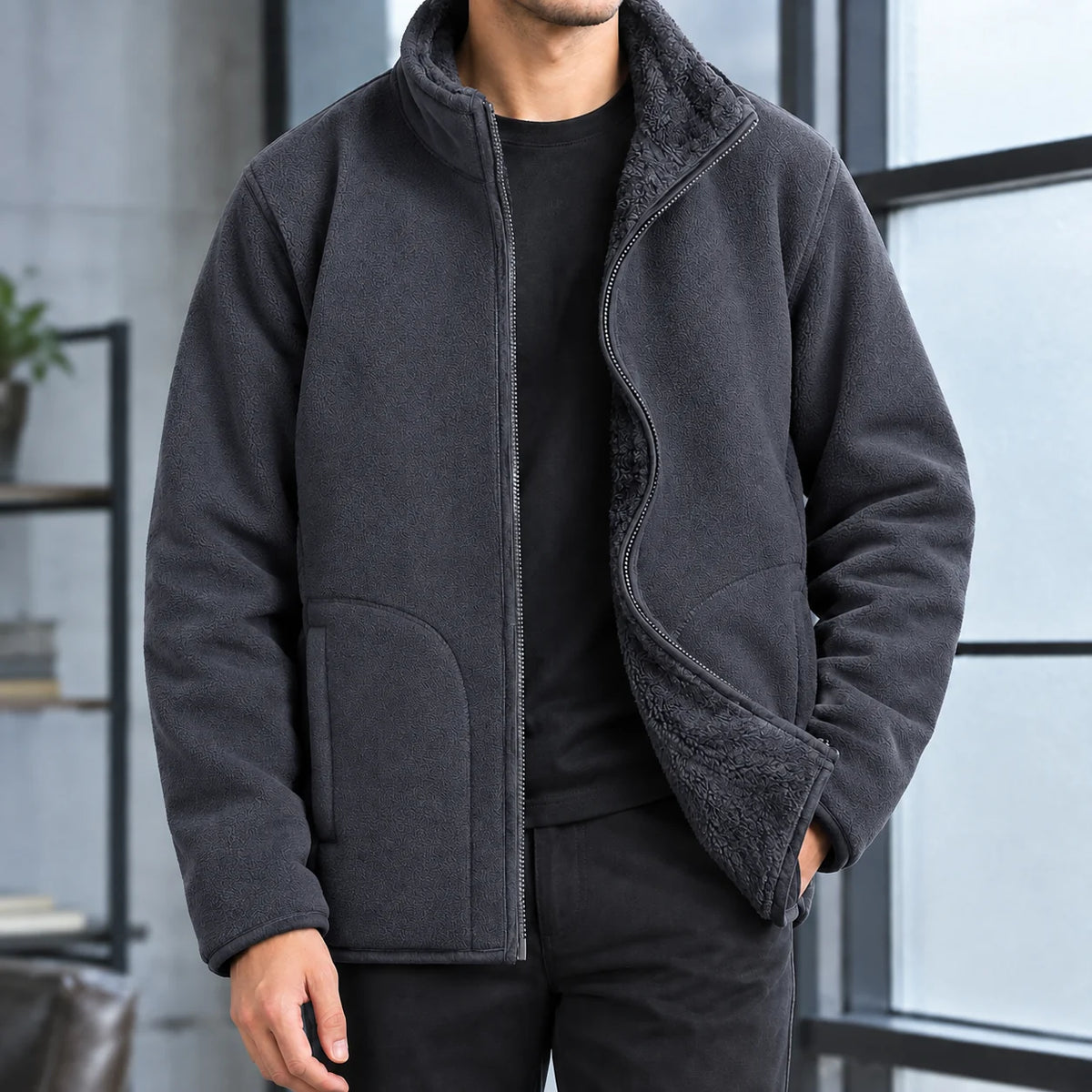 Vaughn | Men's Fleece Lined Jacket Black 2