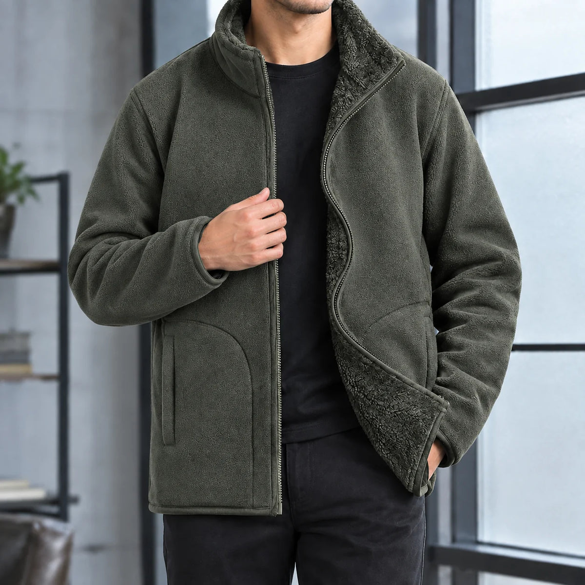 Vaughn | Men's Fleece Lined Jacket Black 3