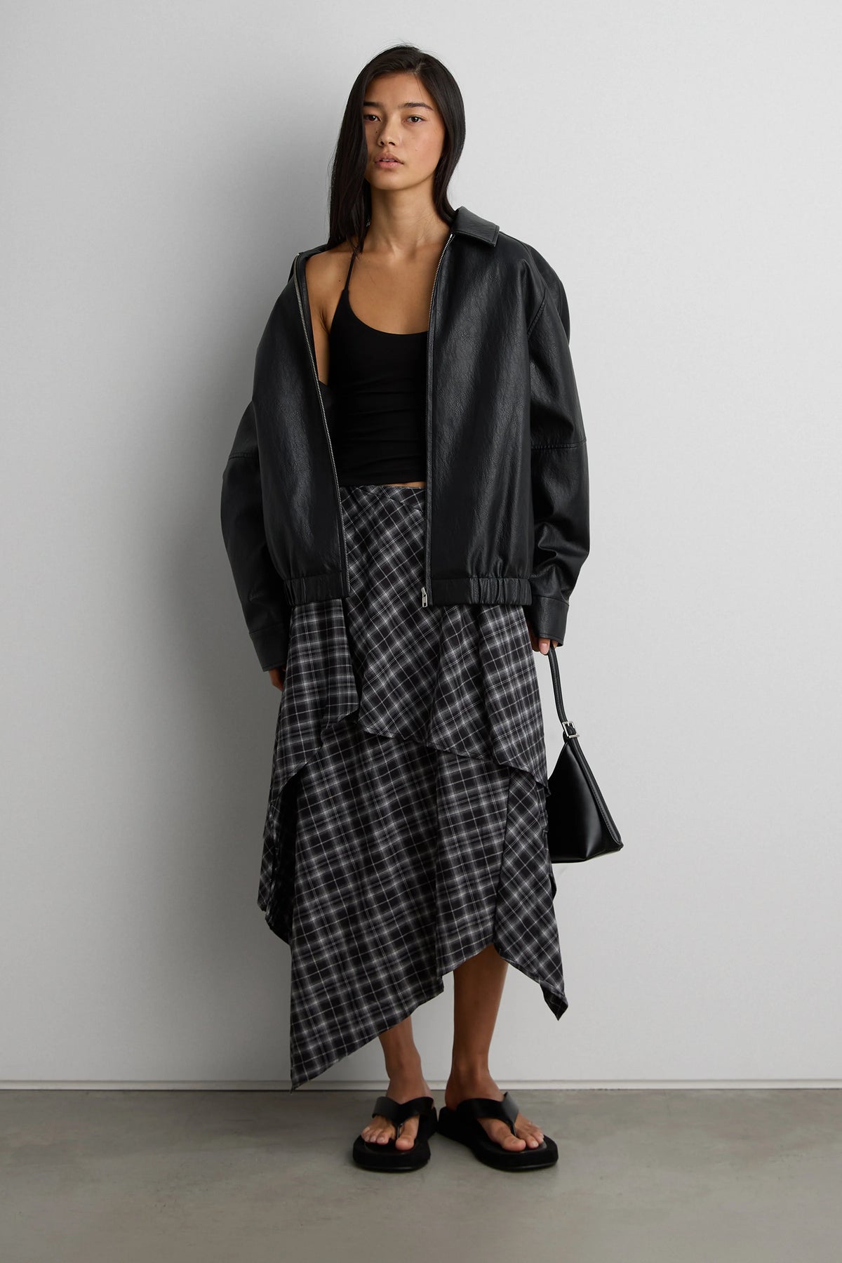 Vegan Leather Bomber Jacket Oversized Fit 4