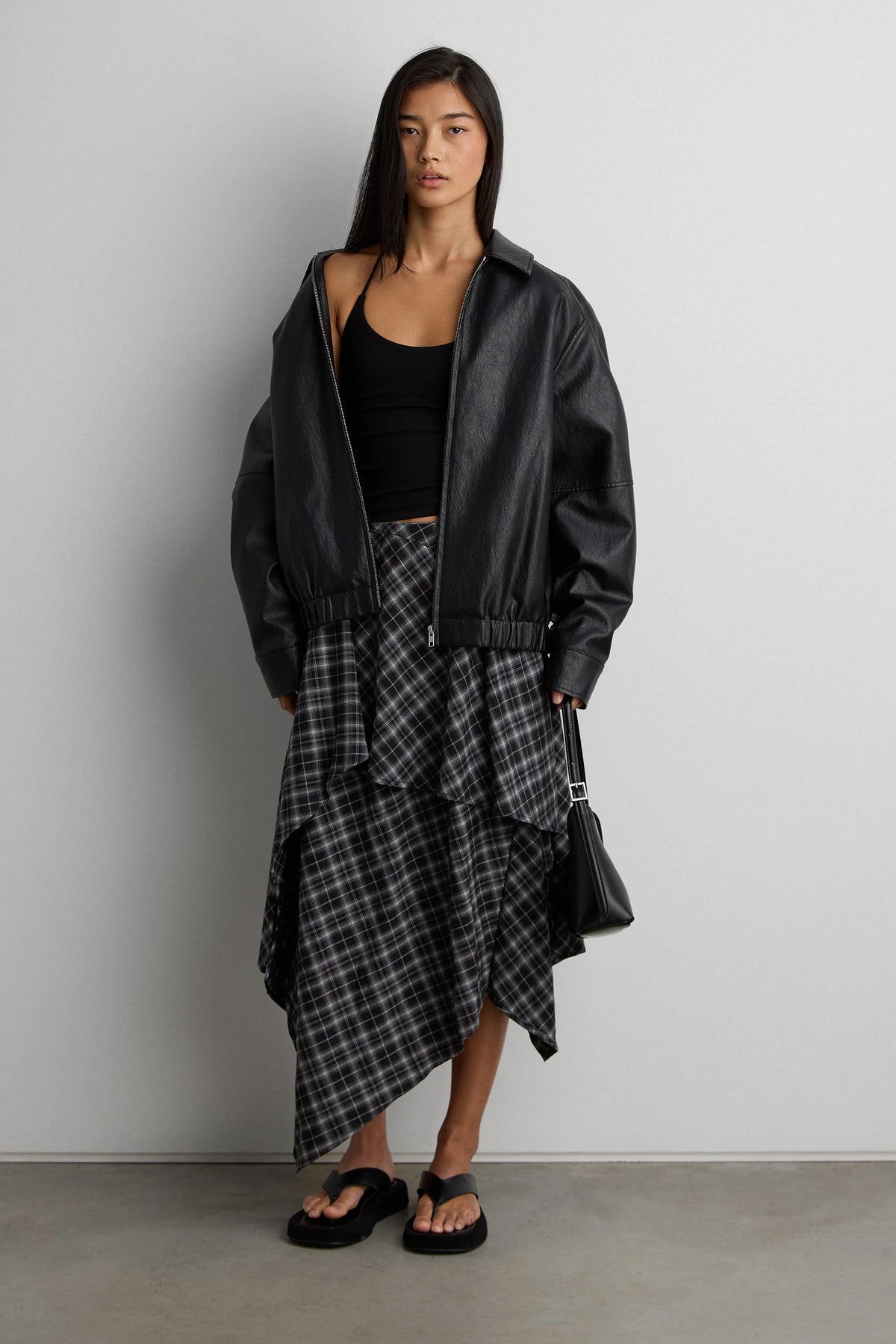 Vegan Leather Bomber Jacket Oversized Fit 6