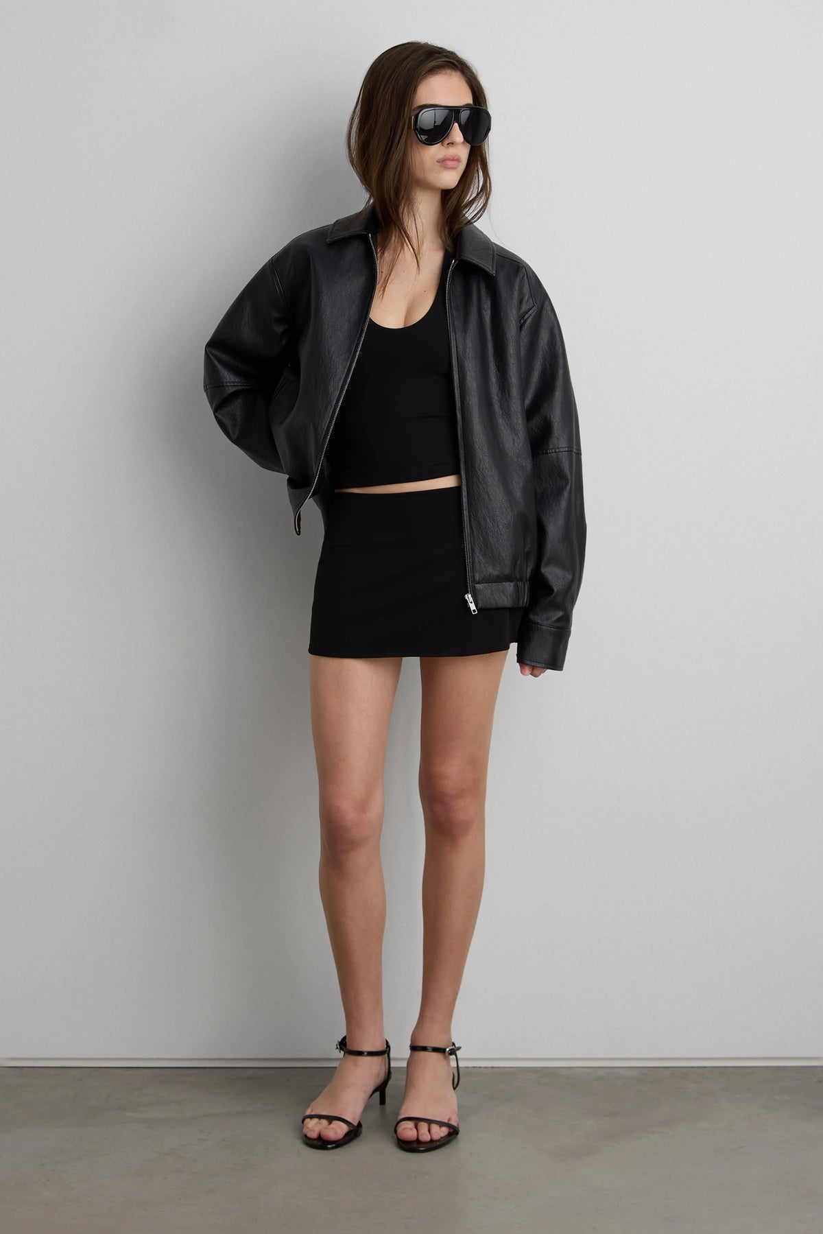 Vegan Leather Bomber Jacket Oversized Fit 8