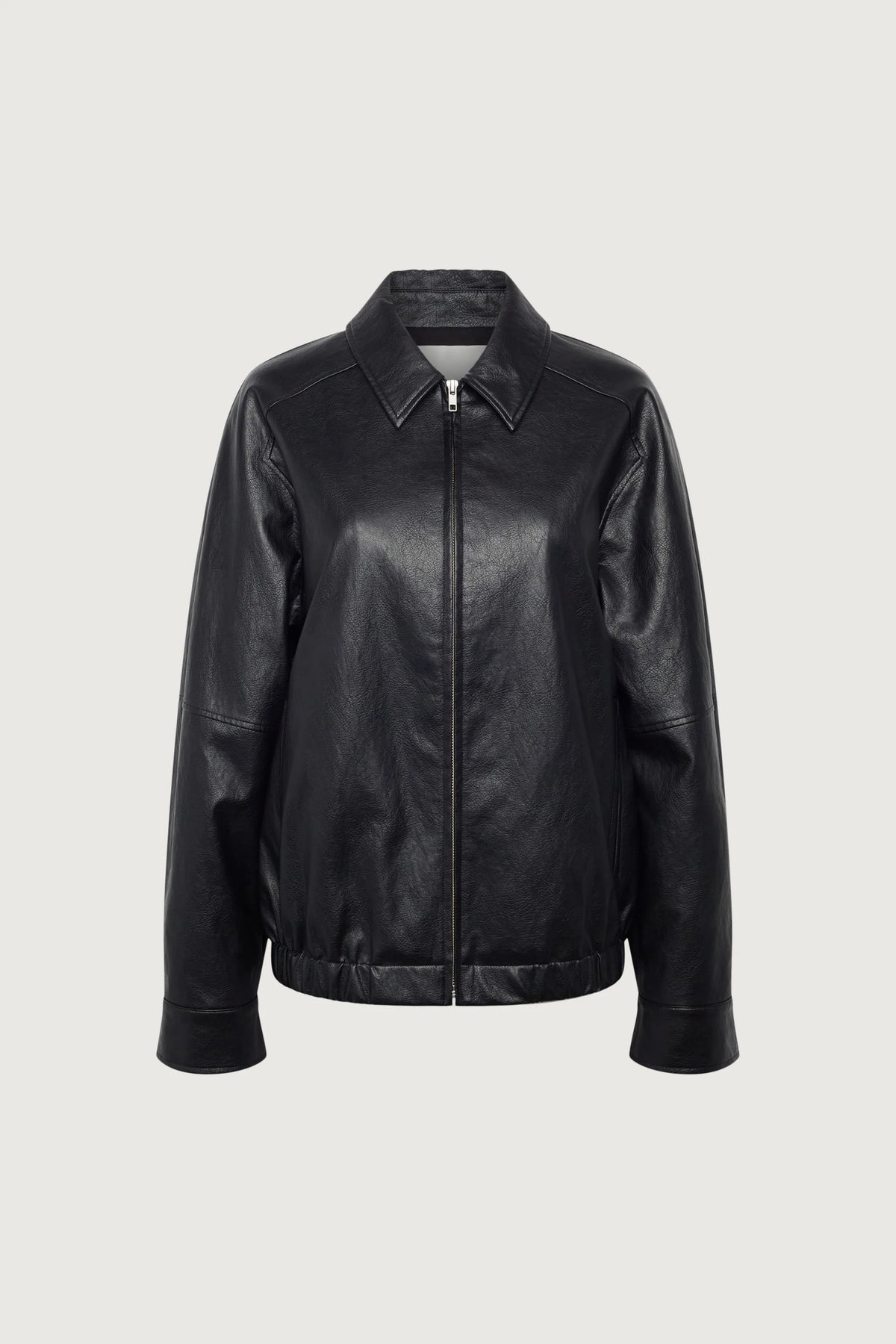 Vegan Leather Bomber Jacket Oversized Fit 9