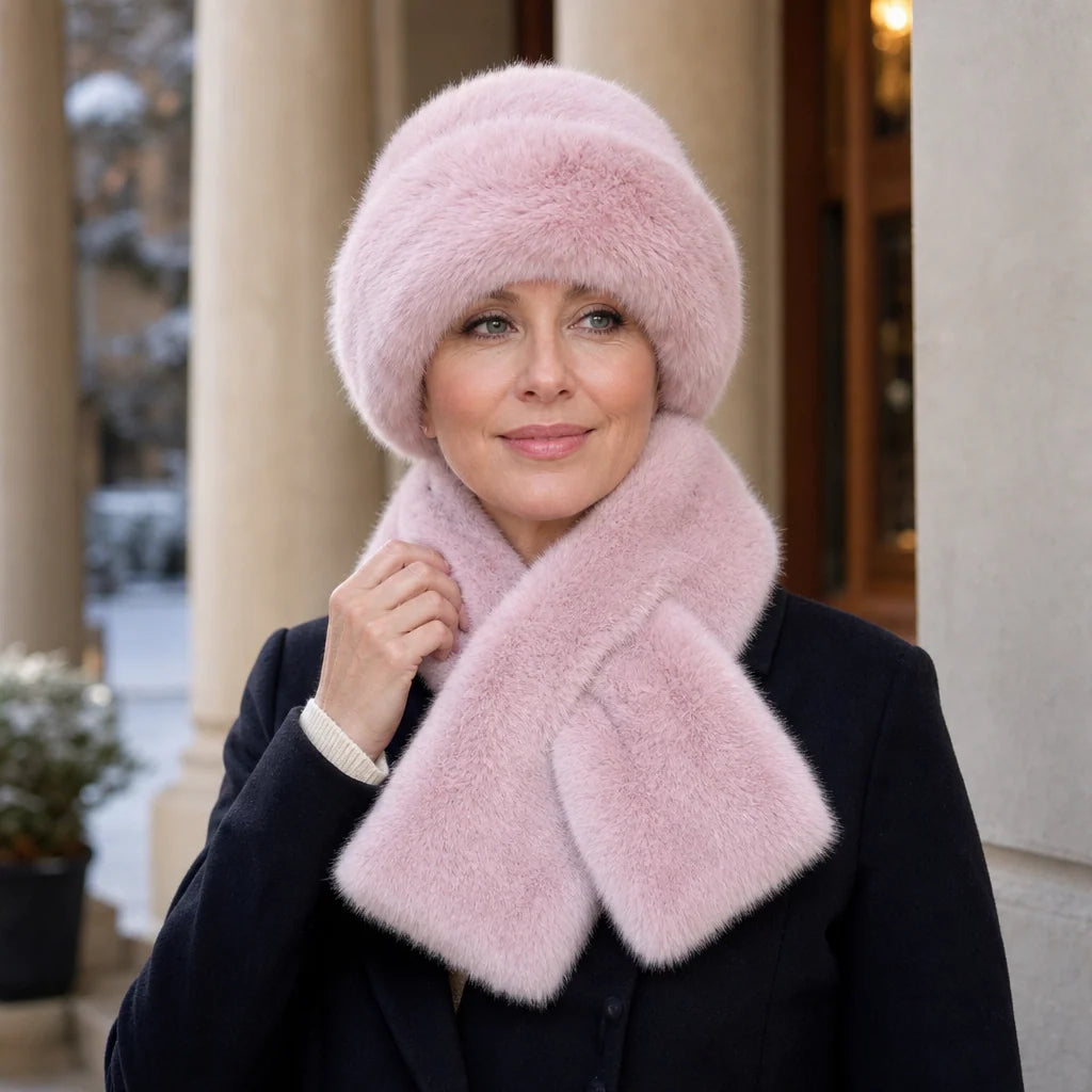 Veluna | Women's Plush Hat and Scarf Set in Multiple Colors 1