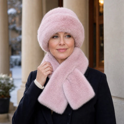 Veluna | Women's Plush Hat and Scarf Set in Multiple Colors 1