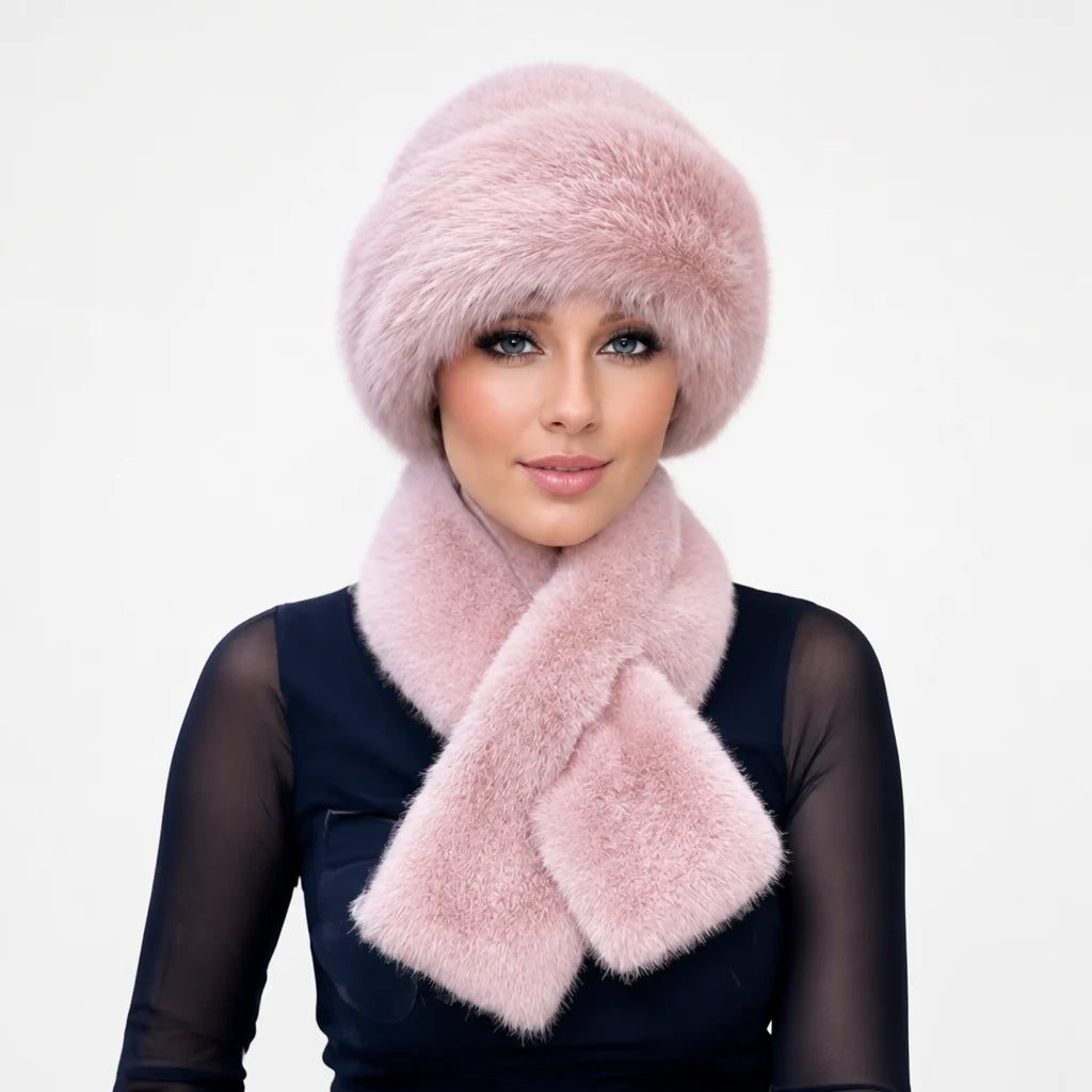 Veluna | Women's Plush Hat and Scarf Set in Multiple Colors 10