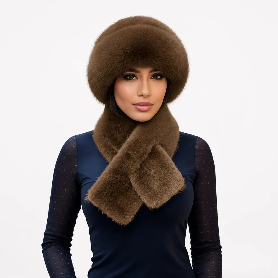 Veluna | Women's Plush Hat and Scarf Set in Multiple Colors 11