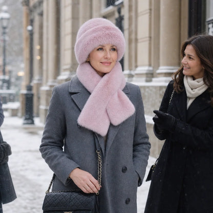 Veluna | Women's Plush Hat and Scarf Set in Multiple Colors 2