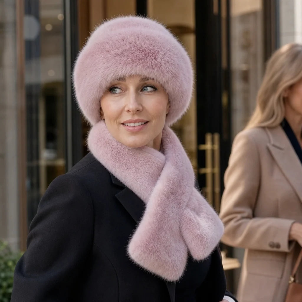 Veluna | Women's Plush Hat and Scarf Set in Multiple Colors 5
