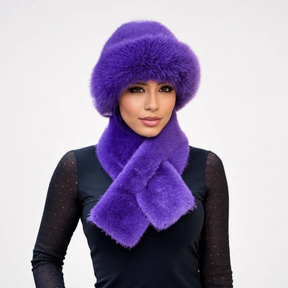 Veluna | Women's Plush Hat and Scarf Set in Multiple Colors 9