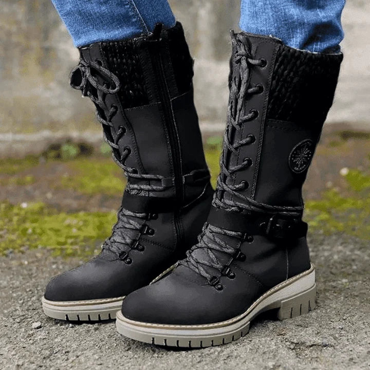 Waterproof High-Top Winter Boots with Laces 1