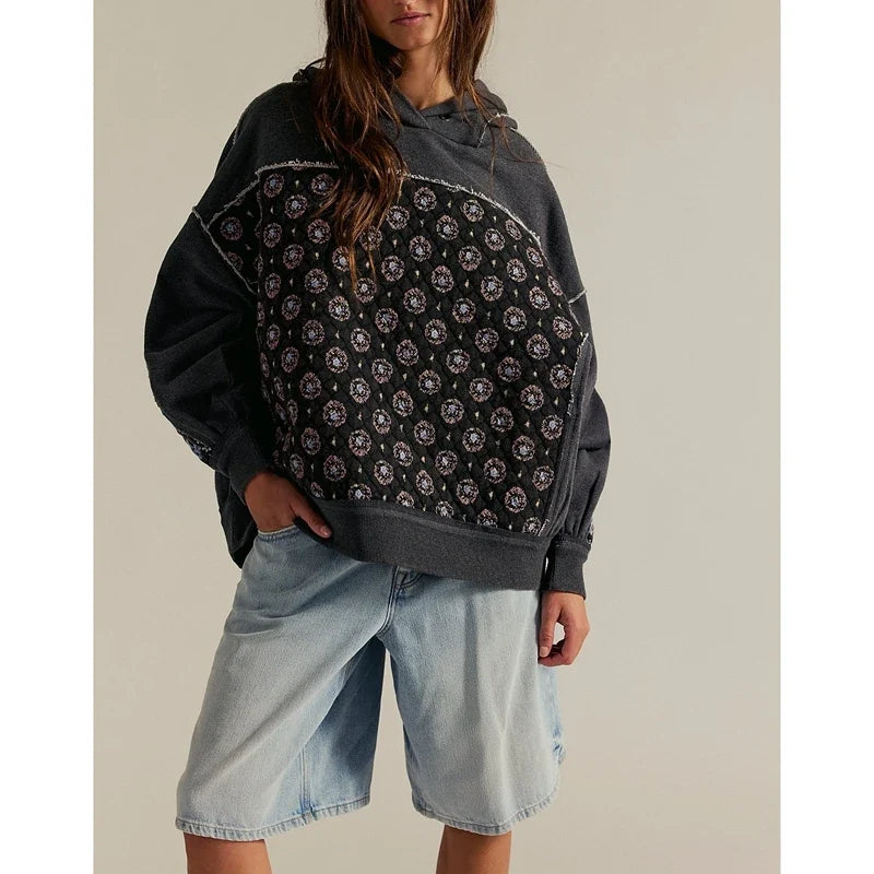 Willow | Oversized Floral Quilted Patchwork Hoodie 0