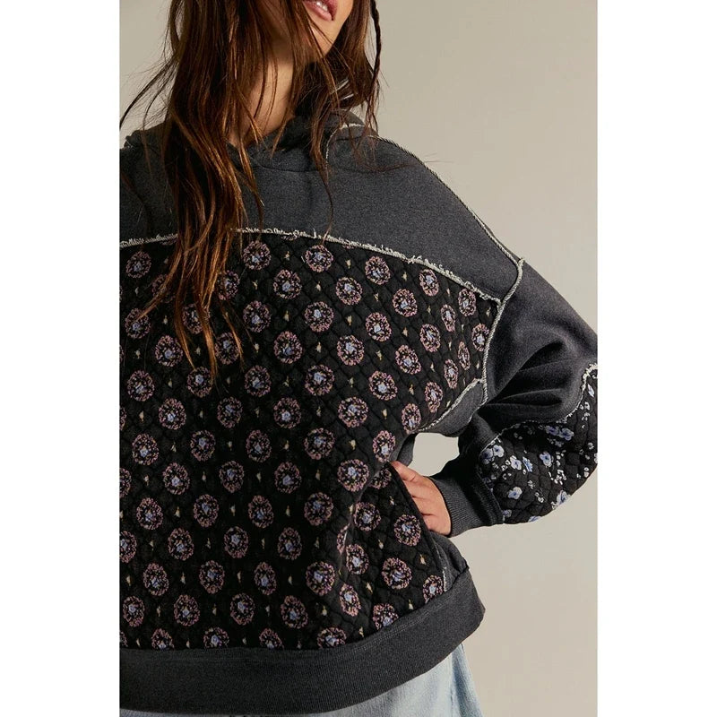 Willow | Oversized Floral Quilted Patchwork Hoodie 2