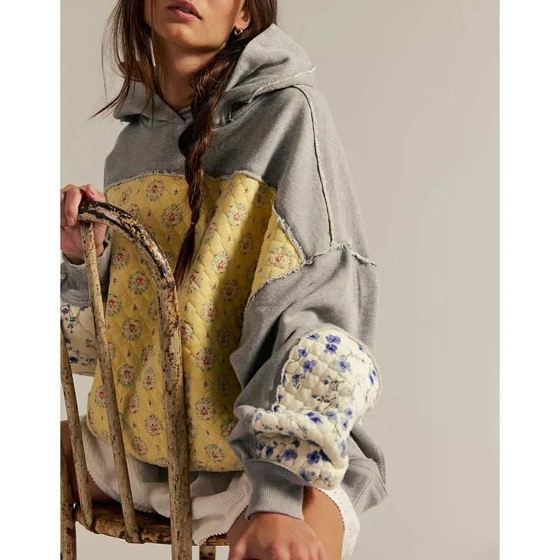 Willow | Oversized Floral Quilted Patchwork Hoodie 5