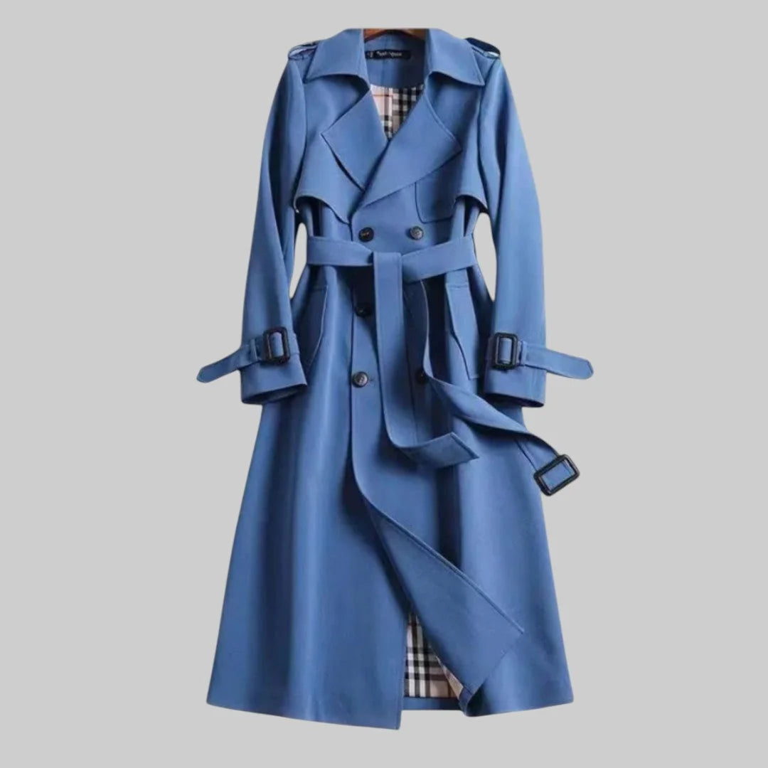 Women's Double-Breasted Midi Trench Coat with Belt 2
