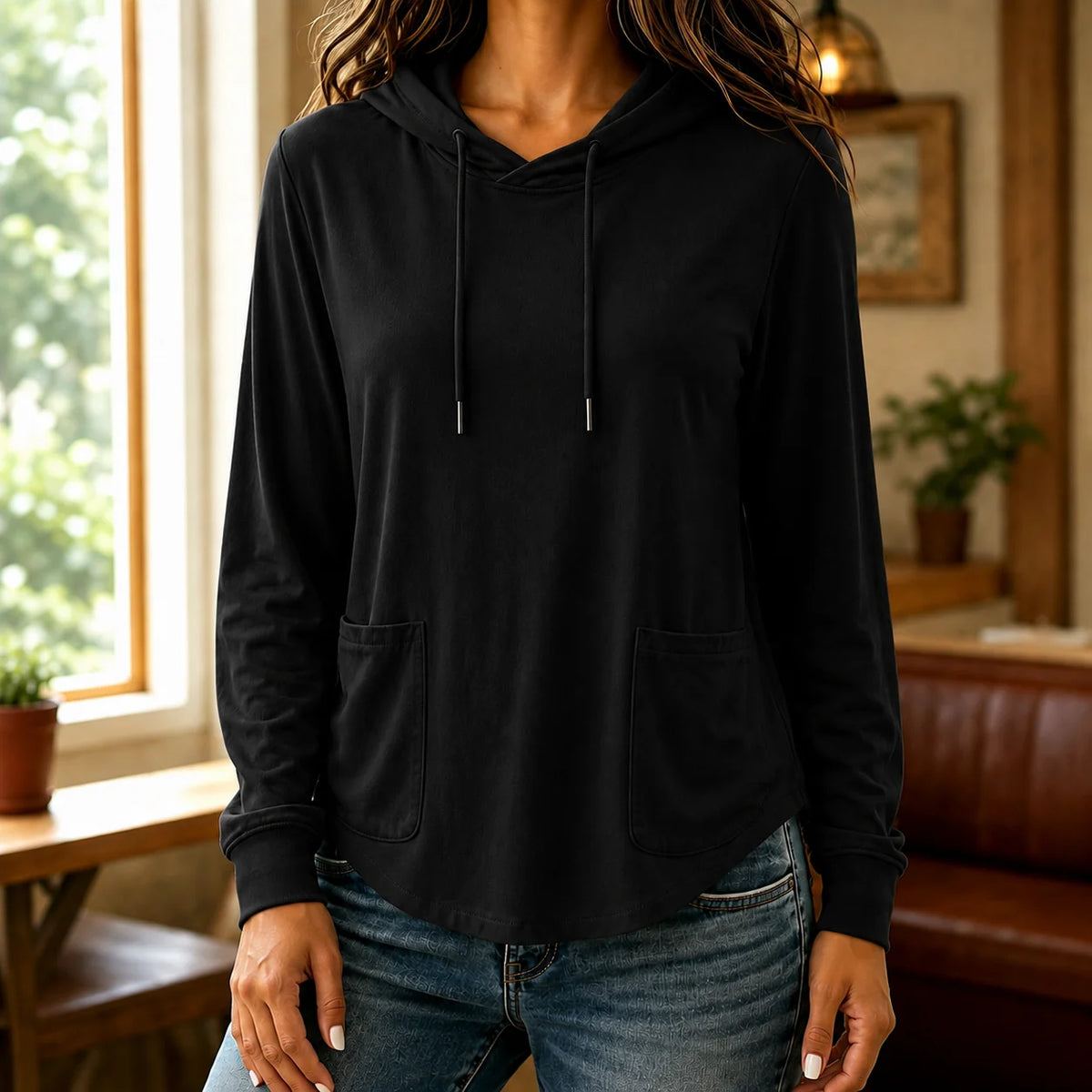 Women's Drawstring Hoodie Sweater with Pockets | Sweatshirt 11