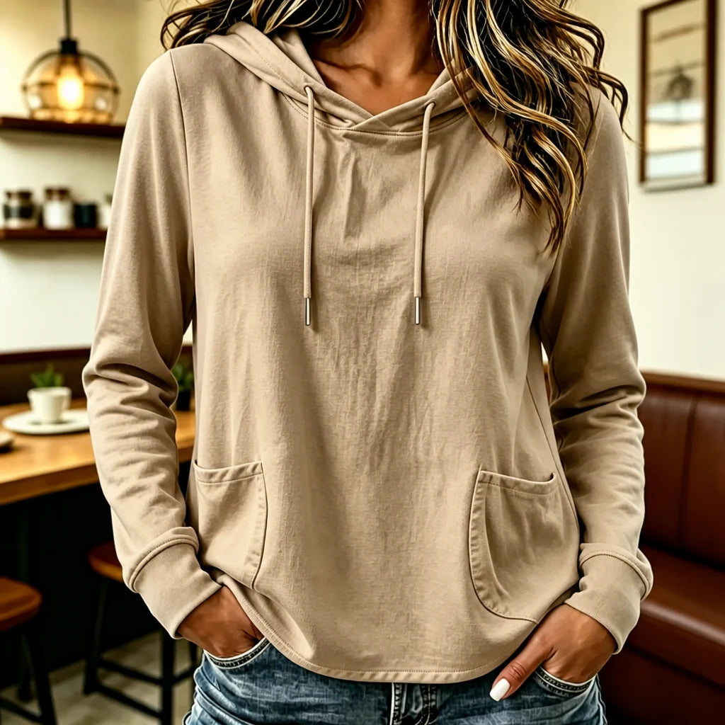 Women's Drawstring Hoodie Sweater with Pockets | Sweatshirt 12