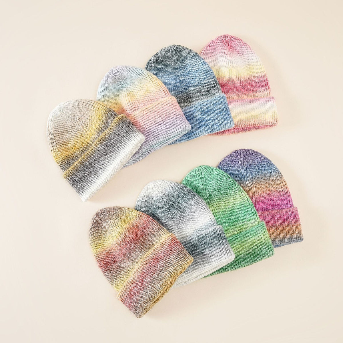 Women's Knit Hat Color Gradient Soft Warm 2