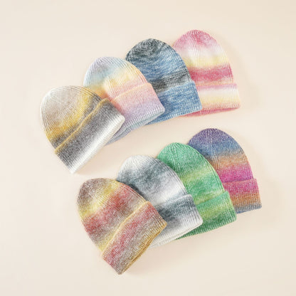 Women's Knit Hat Color Gradient Soft Warm 2