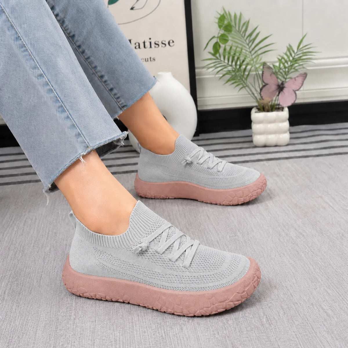 Women's Knit Slip-On Sneakers with Cushioned Chunky Sole 11