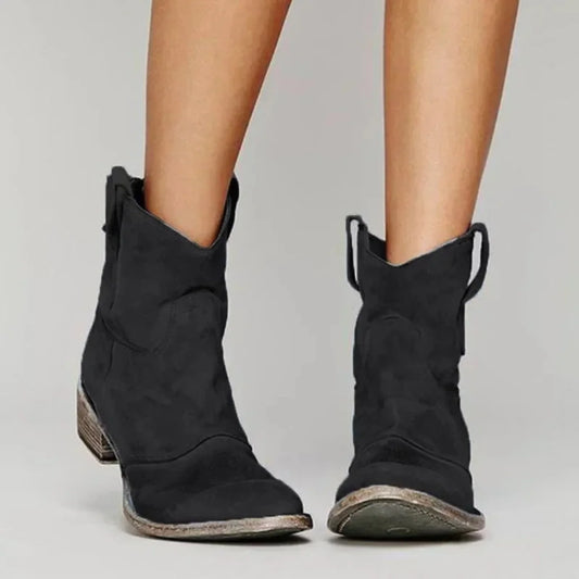 Women's Leather Cowgirl Boots Flat Heel | Casual Footwear 4