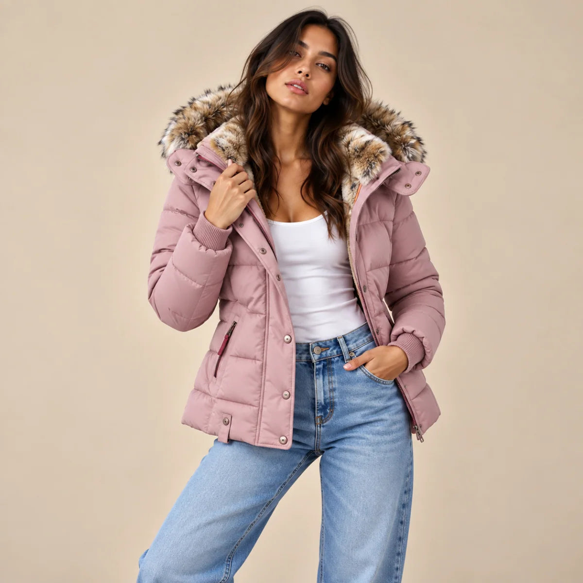 Women's Quilted Puffer Jacket Black Waterproof 2