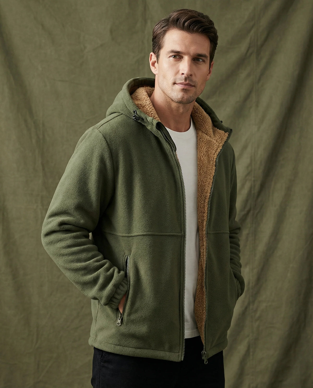 Woodland | Men's Fleece-Lined Zip Hoodie | Cold-Weather Layer 7