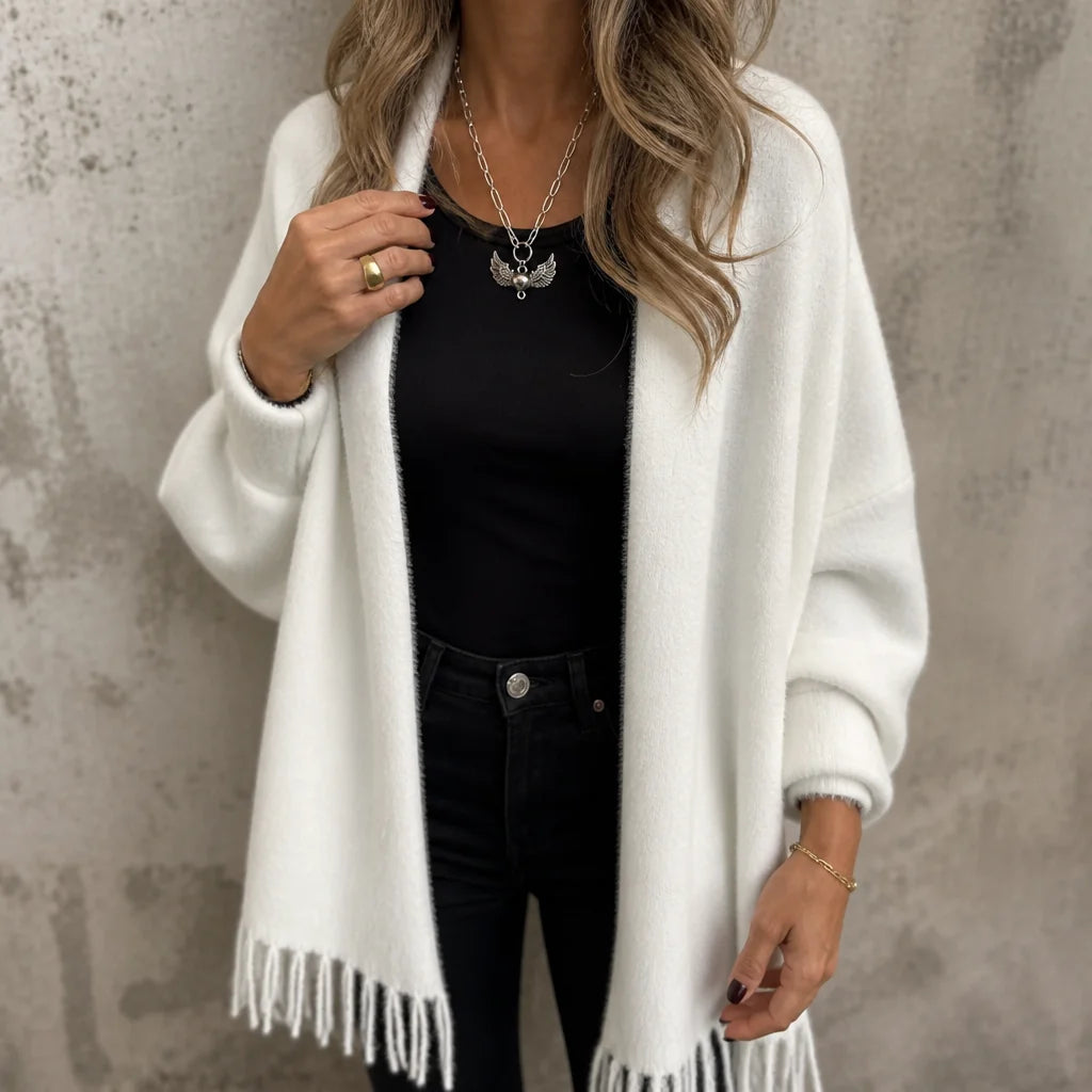 Wool Coat Women | Open-Front Shawl Collar Long Coat 11