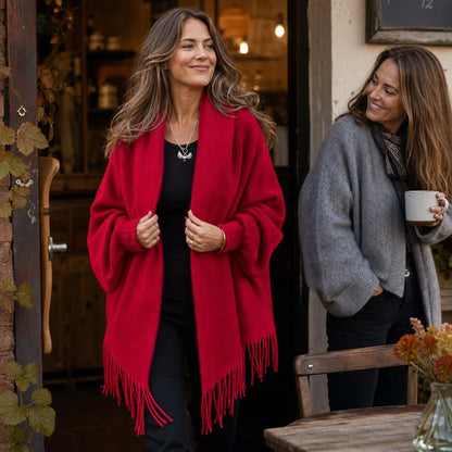 Wool Coat Women | Open-Front Shawl Collar Long Coat 3