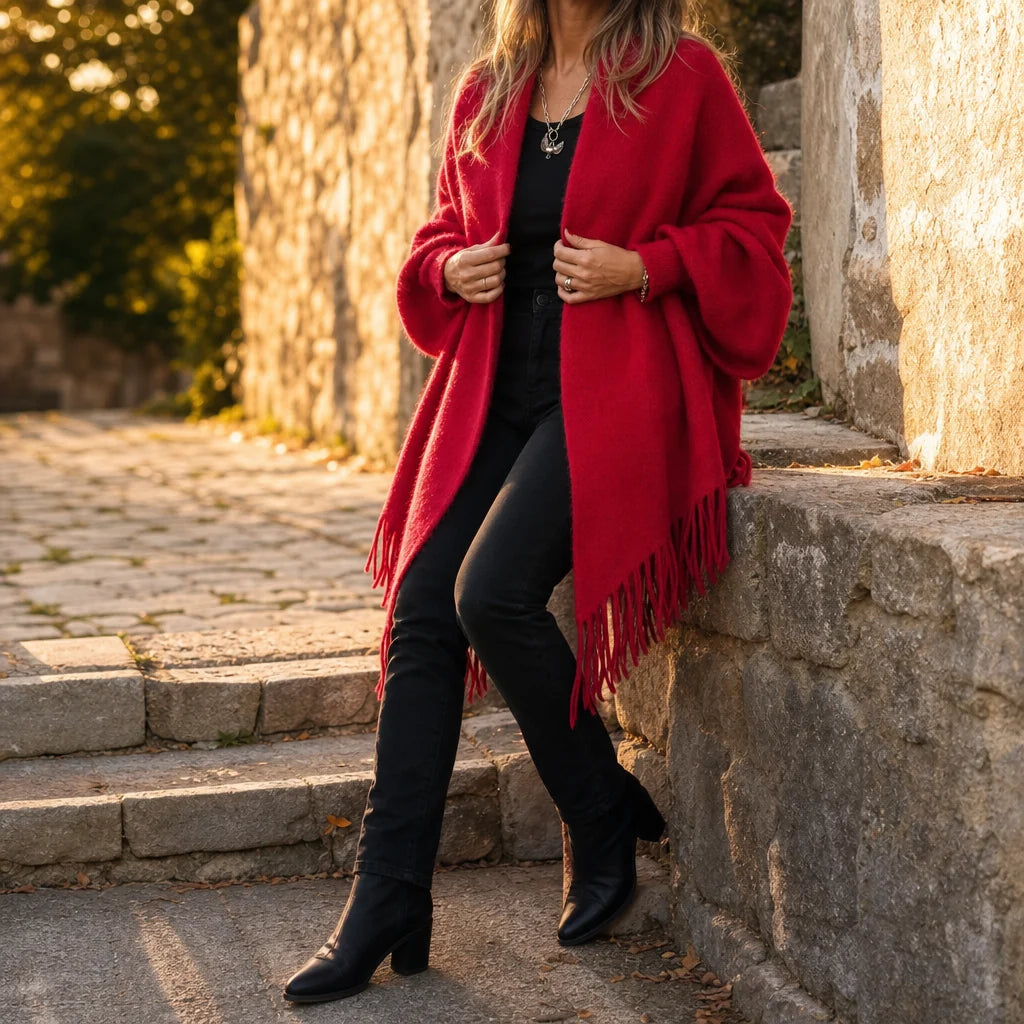 Wool Coat Women | Open-Front Shawl Collar Long Coat 4