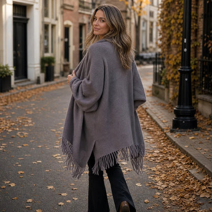 Wool Coat Women | Open-Front Shawl Collar Long Coat 5