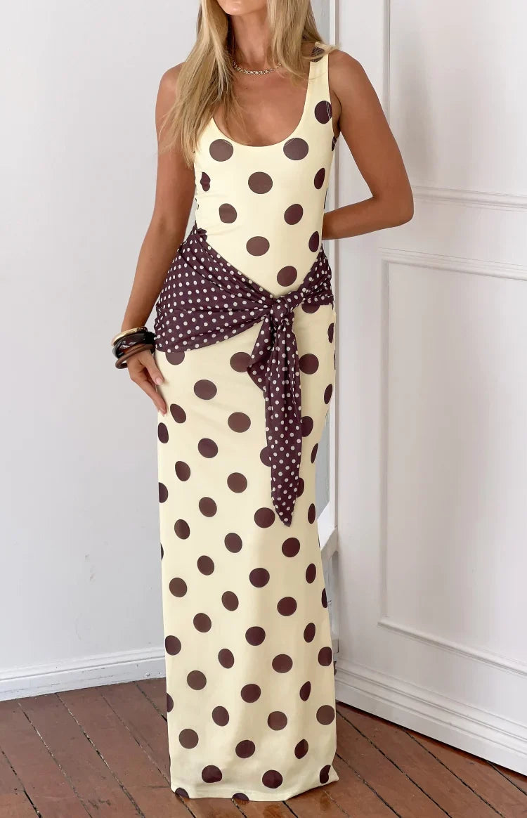 Yellow Polka Dot Maxi Dress | Women's Summer Dress 2