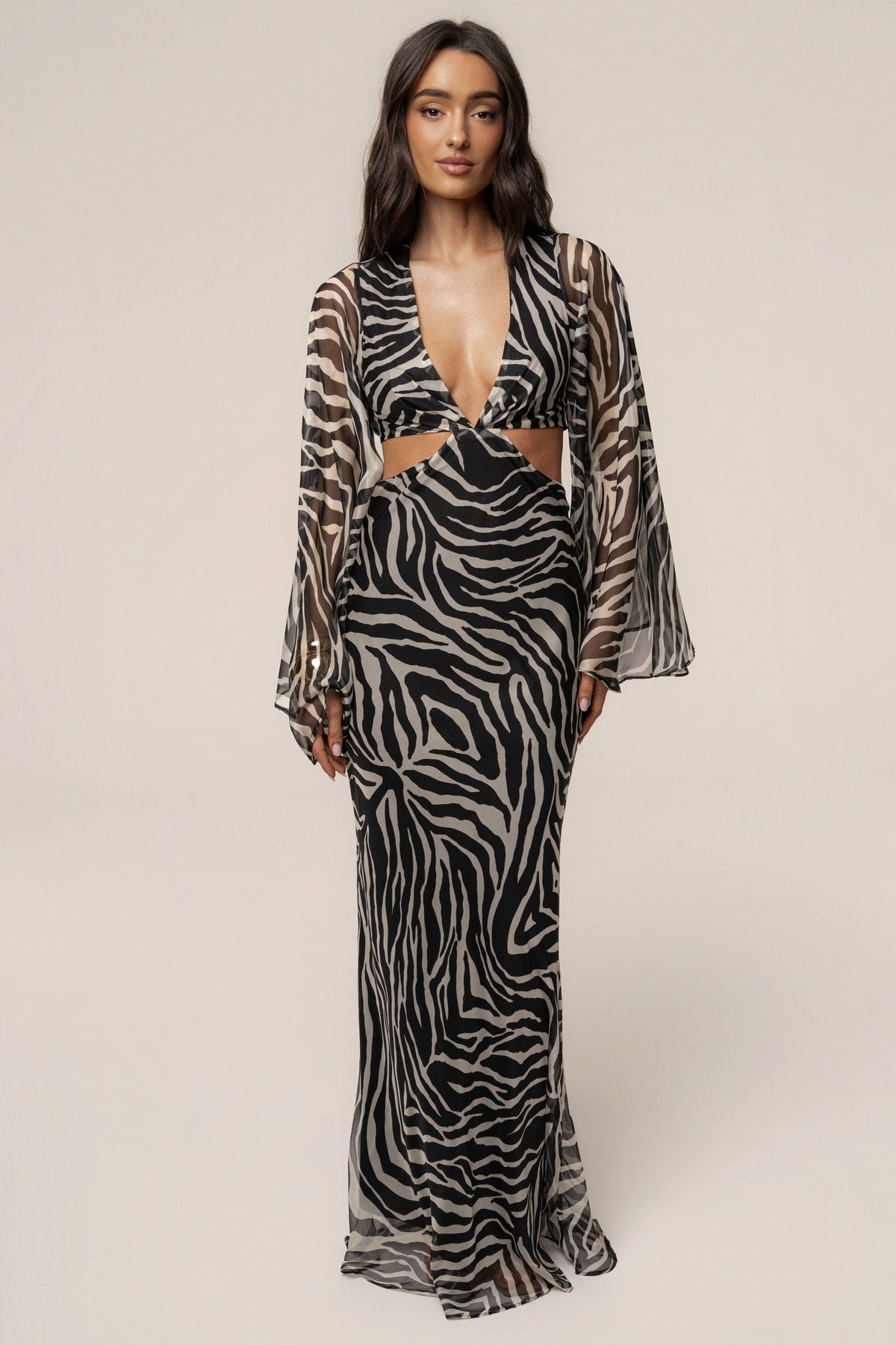 Zebra Print Maxi Dress | Women's Formal Wedding Guest Dresses 0