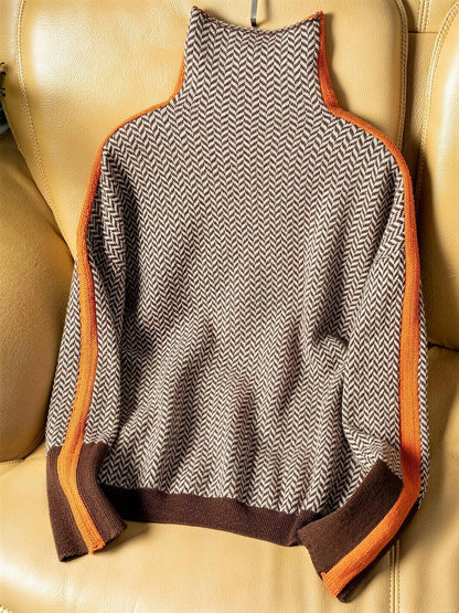 High-Neck Sweater with Contrasting Stripes | Women's Knitwear 3