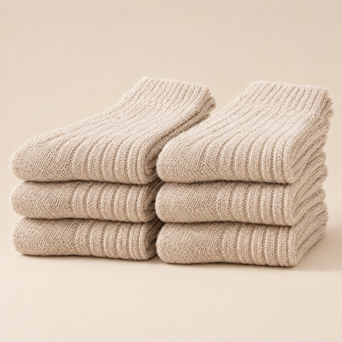 thick knit merino wool socks winter boot beige pack