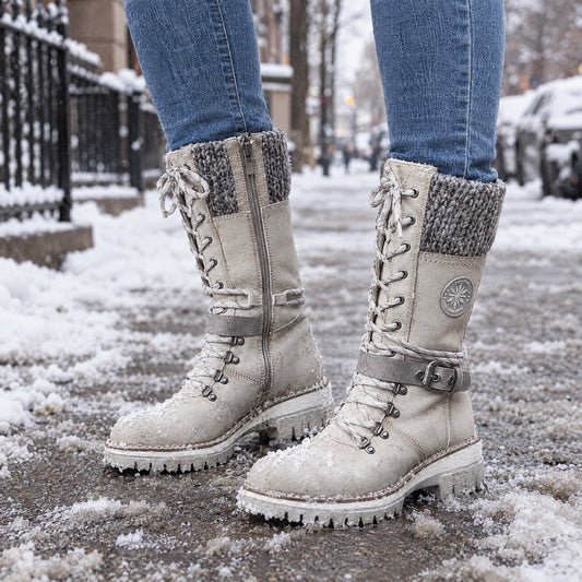 Women's Waterproof High-Top Winter Boots with Laces – lifestyle