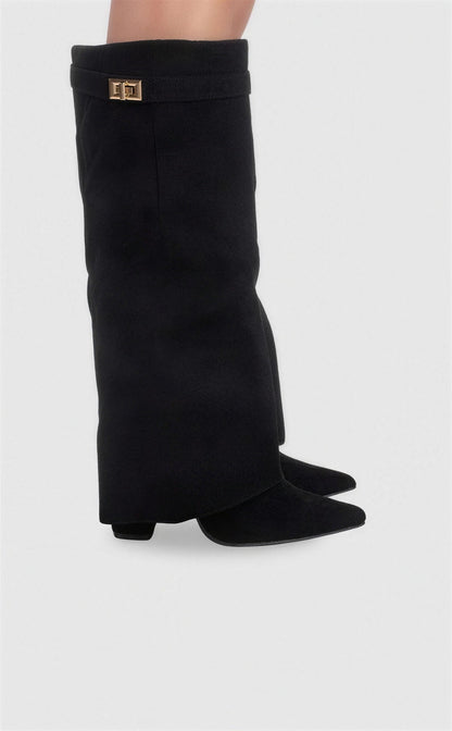 Women's Fold-Over Boots with Gold Detail 2